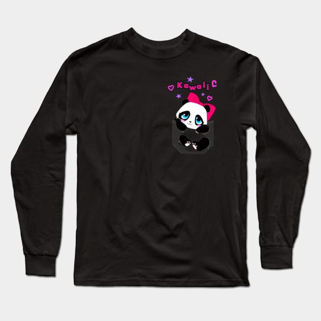 Kawaii Female Pocket Panda Long Sleeve T-Shirt by ChelsieJ22